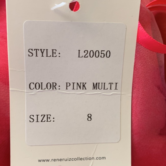 RENE BY RENE RUIZ NECK FLORAL ORGANZA PRINTED GOWN pink multi - Picture 11 of 16